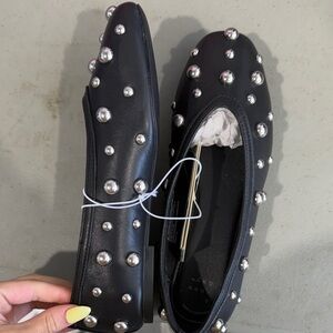 Studded Black Women's Ballet Flats
